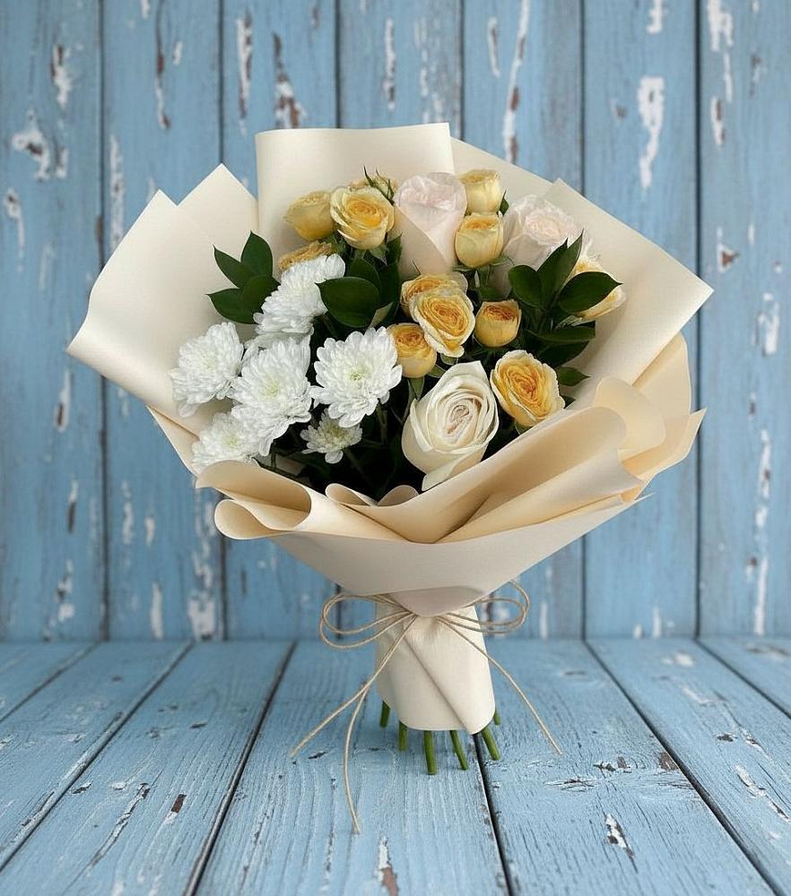 Букет цветов из: Розы и Хризантемы в Полтавской