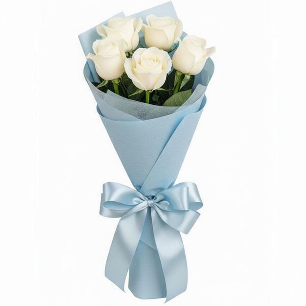 Букет 5 Белых роз Проуд в Полтавской