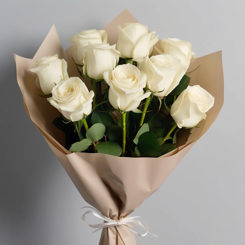 Букет 9 Белых роз Эдлесс Лав в Полтавской