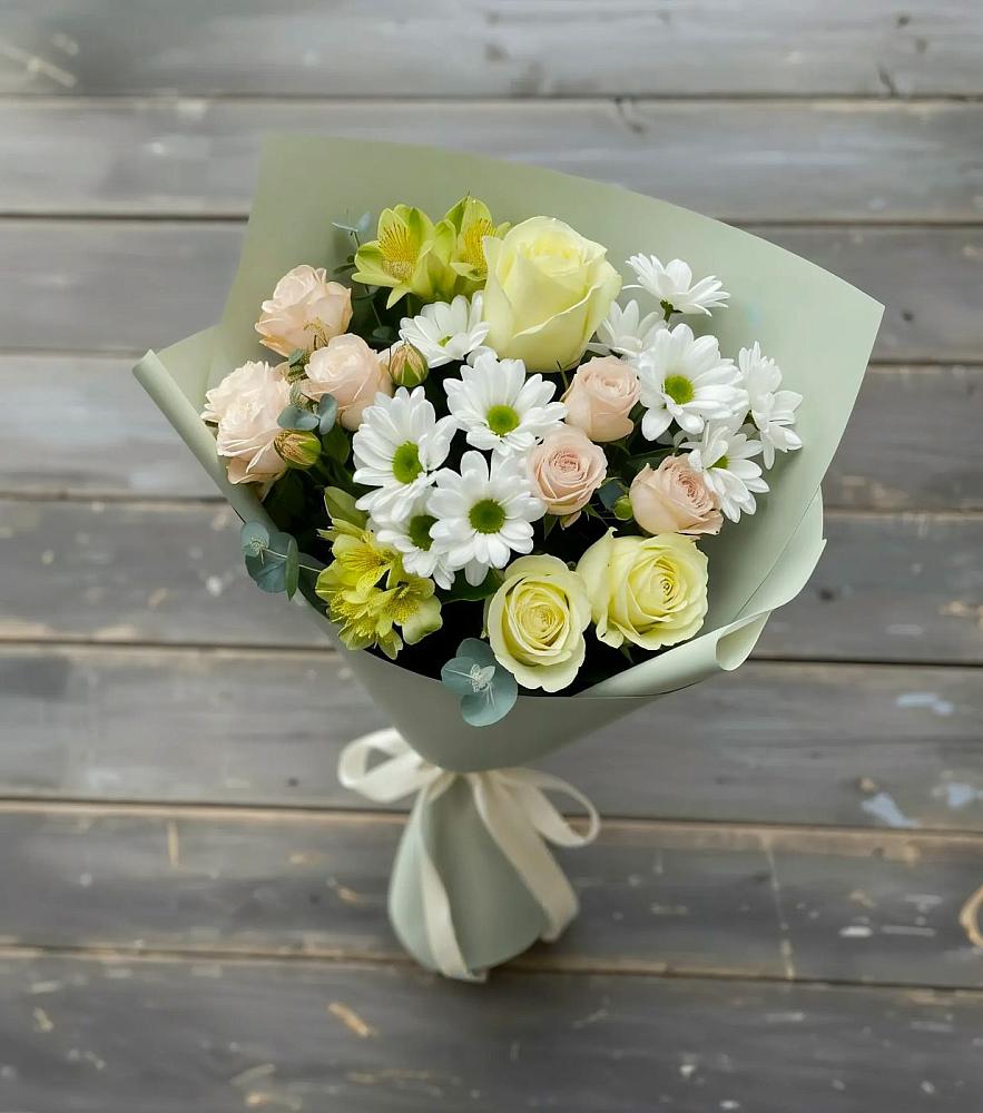 Букет цветов из: Альстромерии, Розы и Хризантемы в Полтавской