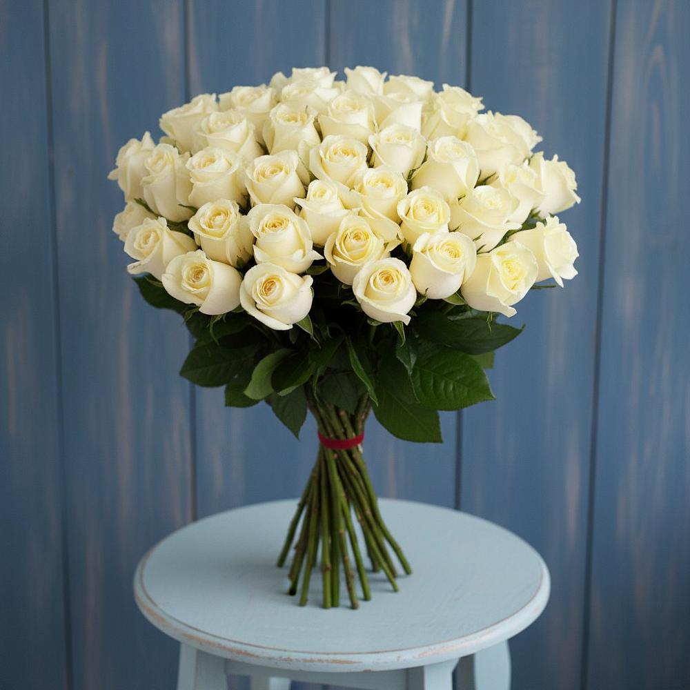 Букет 51 Белая роза Эдлесс Лав в Полтавской