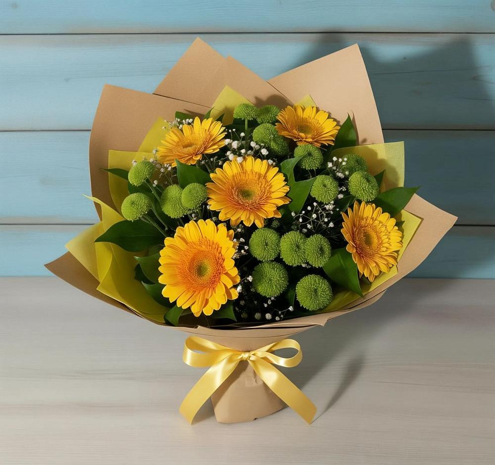 Букет цветов из: Герберы и Хризантемы в Полтавской