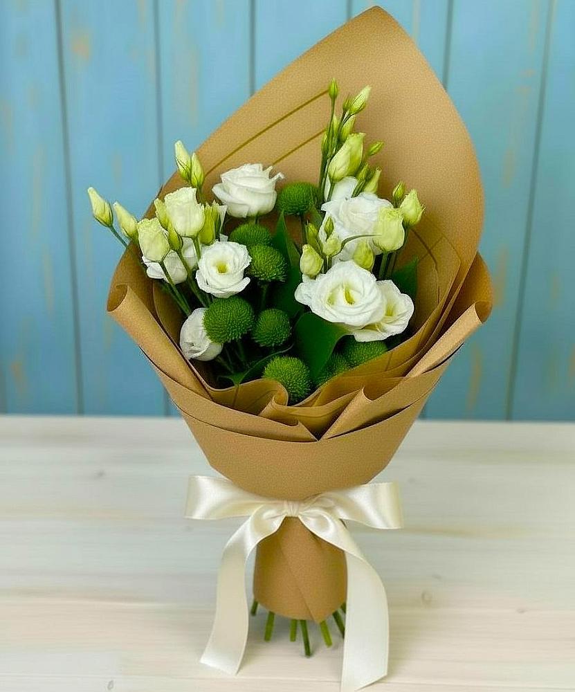 Букет цветов из: Хризантемы и Лизиантусы в Полтавской