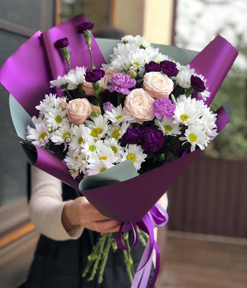 Букет цветов из: Хризантемы, Гвоздики и Розы в Полтавской