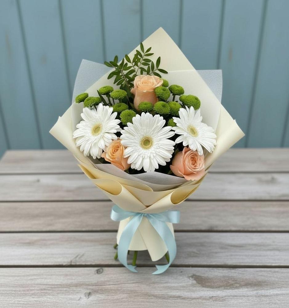 Букет цветов из: Герберы, Розы и Хризантемы в Полтавской