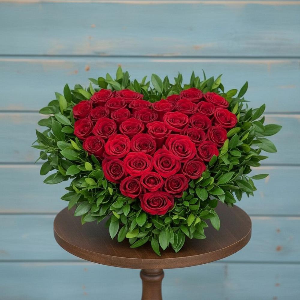 Цветочная композиция из Розы в виде сердца в Полтавской