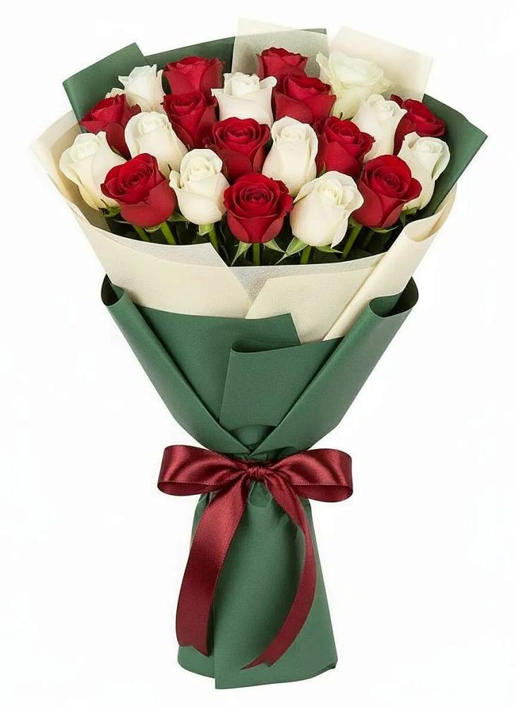 Букет Микс из красных и белых роз в Полтавской