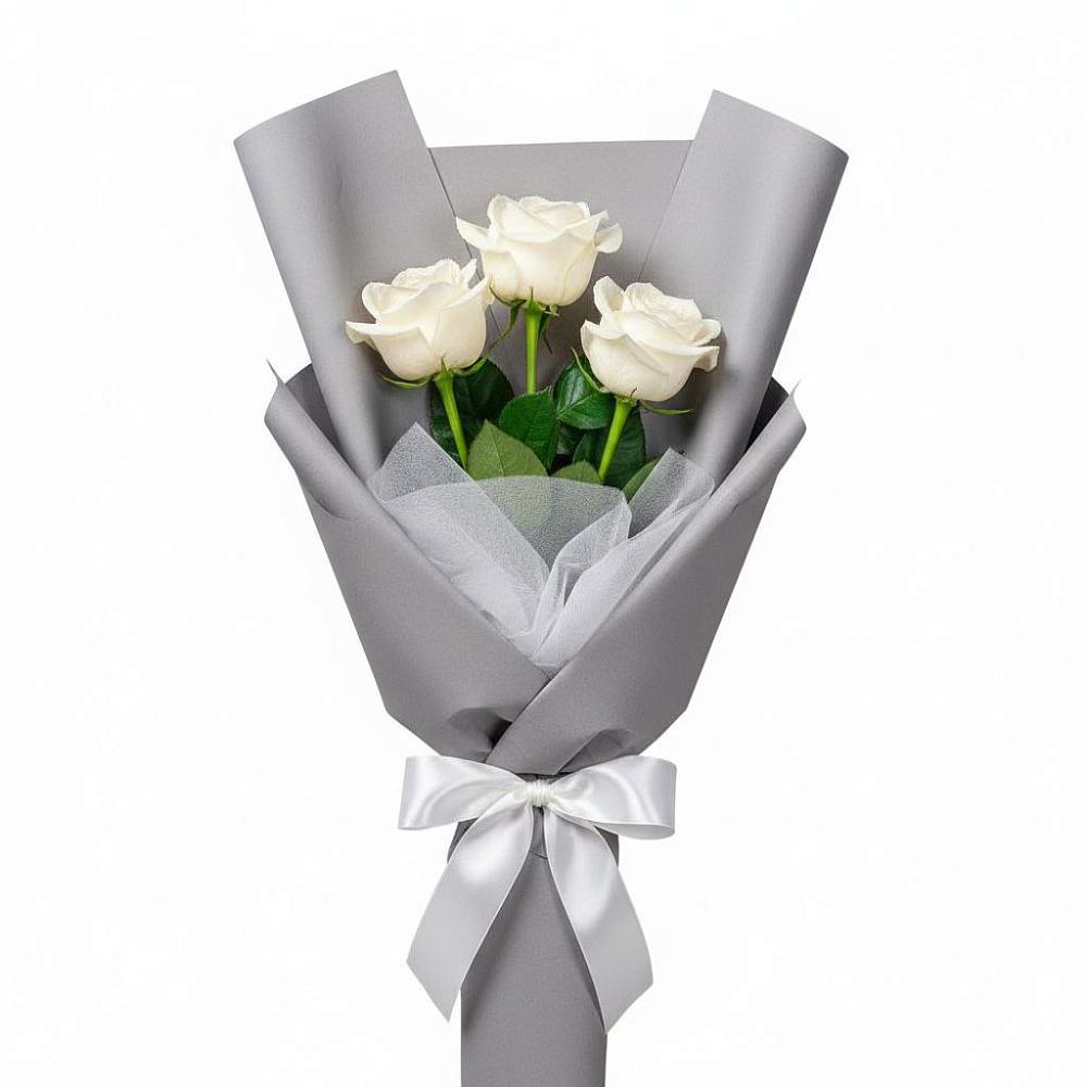 Букет 3 белые розы в Полтавской