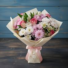 Букет цветов из:  Хризантемы, Альстромерии и Розы в Полтавской