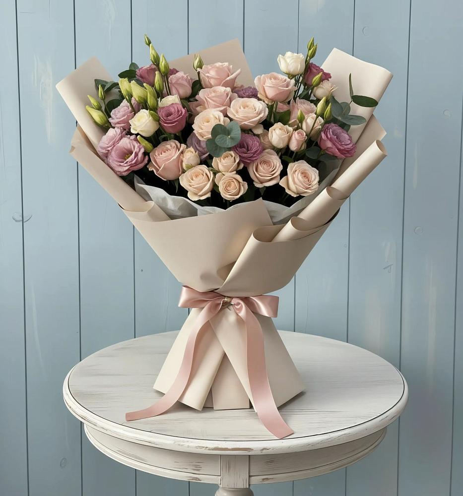 Букет цветов из: Розы и Лизиантусы в Полтавской