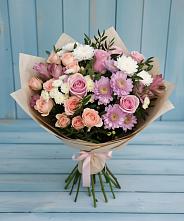 Букет цветов из:  Хризантемы, Розы и Альстромерии #REPLACE_PRED# Полтавской