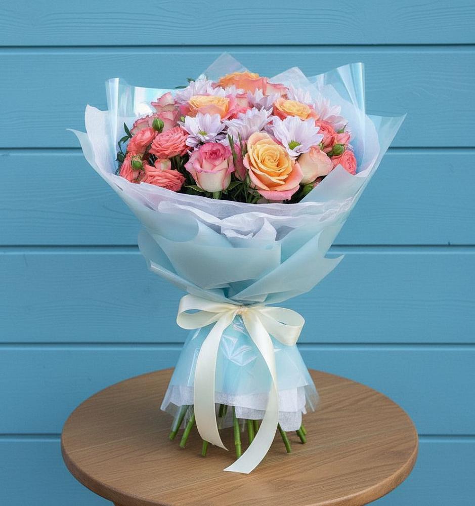 Букет цветов из: Хризантемы и Розы в Полтавской