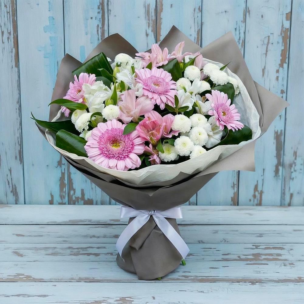 Букет цветов из: Герберы, Альстромерии и Хризантемы в Полтавской