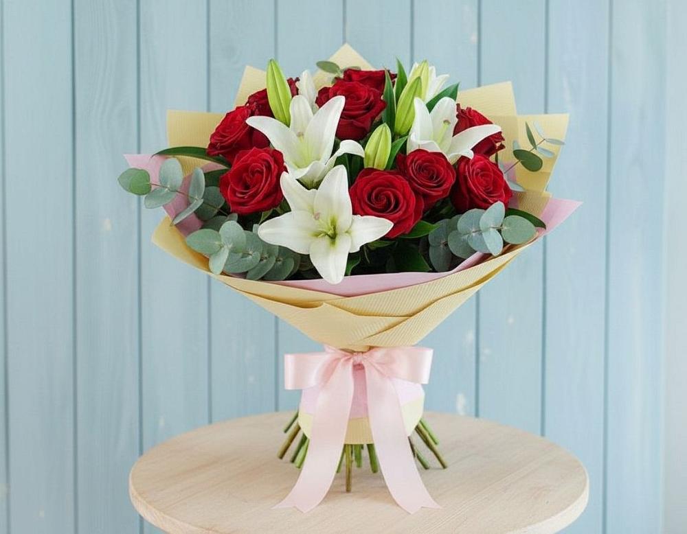 Букет цветов из: Лилии и Розы в Полтавской
